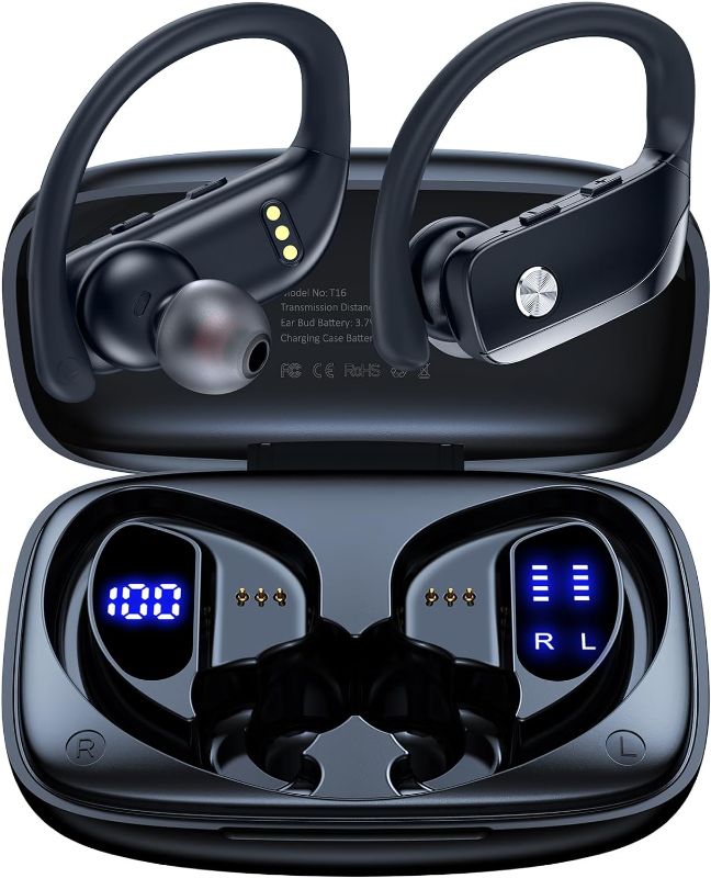 Photo 1 of Wireless Earbuds Bluetooth Headphones 48hrs Play Back Sport Earphones with LED Display Over-Ear Buds with Earhooks Built-in Mic Headset for Workout Black