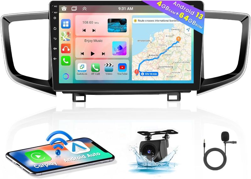 Photo 1 of Hikity for Honda Pilot 2015-2020 Radio, 8 Core 4+64GB Android 13 Car Stereo 10.1 Inch IPS Touchscreen Car Radio with Wireless Carplay Android Auto 59UI GPS WiFi 32EQ DSP Backup Camrea