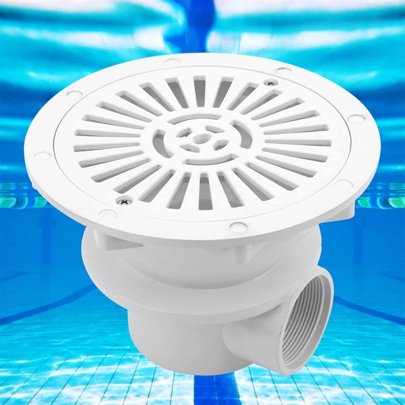 Photo 1 of Floor Drain, Pool Main Drain Cover, White Swimming Pool Drain Floor Drain G2 Water Inlet Draining Accessory for Hot Spring Pond Pools Accessary Swimming Pool