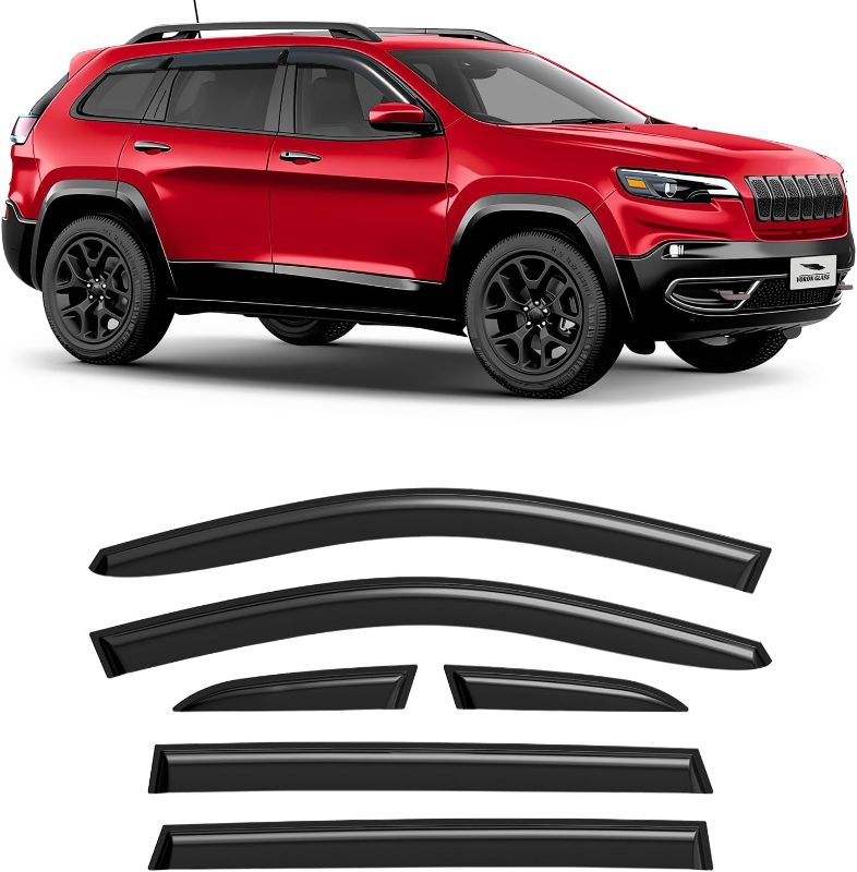 Photo 1 of Voron Glass Tape-on Extra Durable Rain Guards for Jeep Cherokee 2014-2023, Window Deflectors, Vent Window Visors, 6 Pieces - 100504