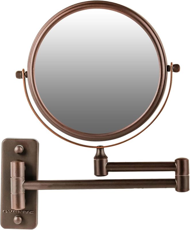 Photo 1 of OVENTE 7" Wall Mounted Makeup Mirror with 1X/7X Magnification, Double Sided Magnifying Round Bathroom Vanity Mirror, 360° Swivel Design, Extendable and Folding Arm, Antique Bronze