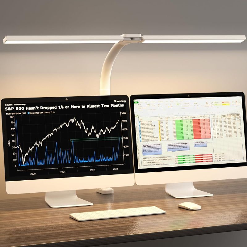 Photo 1 of SKYLEO Led Desk Lamp for Home Office - Eye Caring Architect Desk Light with Clamp - Computer Monitor Light with Stepless Dimming Touch Control - 5 Color 24W - 2400LM Timing - Memory Function - White