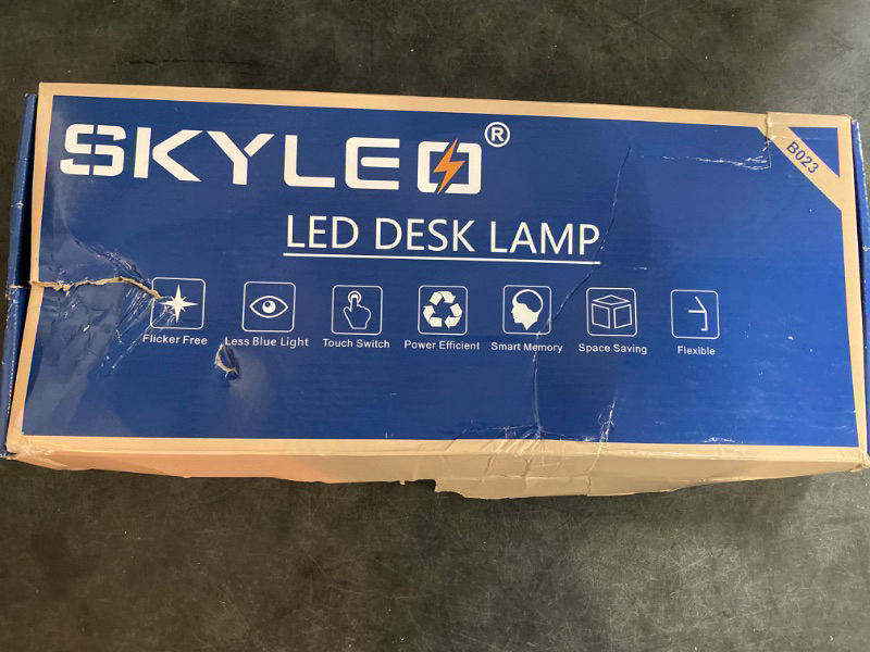 Photo 3 of SKYLEO Led Desk Lamp for Home Office - Eye Caring Architect Desk Light with Clamp - Computer Monitor Light with Stepless Dimming Touch Control - 5 Color 24W - 2400LM Timing - Memory Function - White