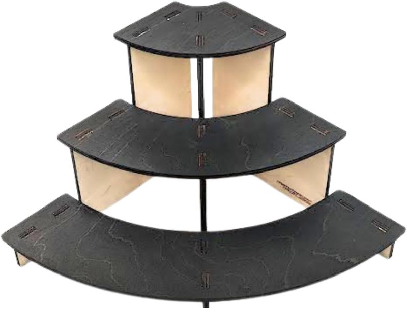 Photo 1 of 3-Tier Retail Display Shelves Perfect for Craft Shows, Farmers Markets, Trade Shows, Product Displays, Table Tops, Counters (Round Corner Display (Black))