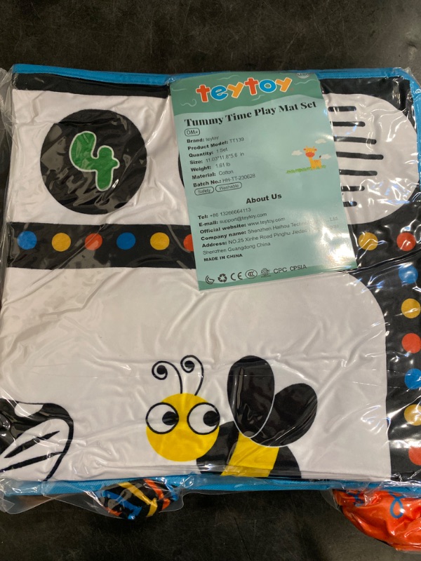 Photo 2 of teytoy Tummy Time Mirror Newborn Toys Infant Toys 0-3 Months Brain Developmental Baby Mirror Tummy Time Toys with Cloth Book&Teethers,High Contrast Black and White Baby Toys 4 6 9 12 Month Sensory Toy