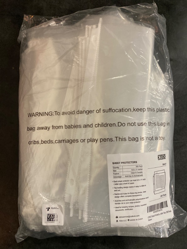 Photo 2 of Sheet Protectors 8.5 x 11 inch Clear Page Protectors for 3 Ring Binder, Plastic Sleeves for Binders, Top Loading Paper Protector Letter Size, 300 Pack