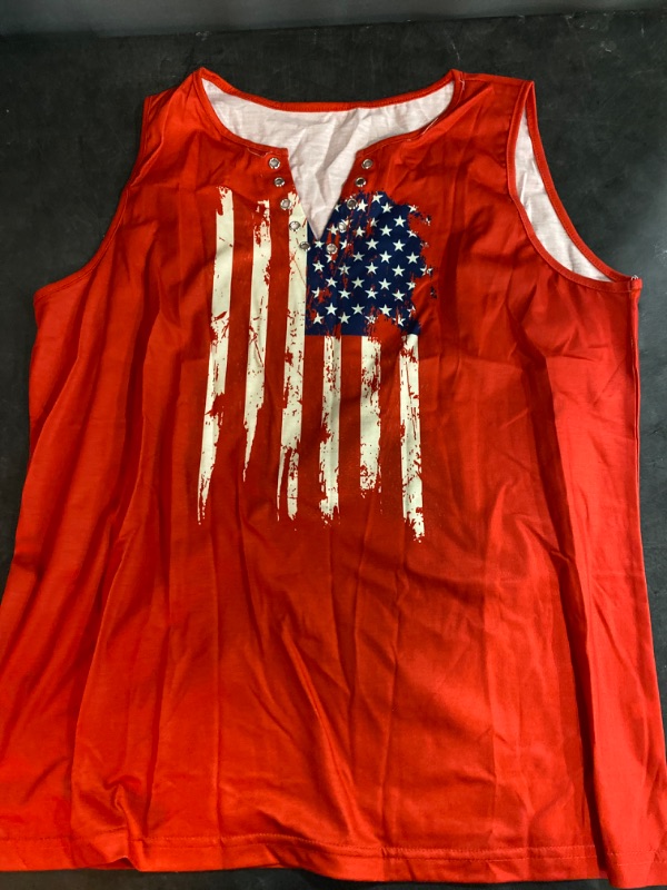 Photo 1 of Large American Flag Tank Tops for Women 4th of July Shirts Ring Hole Sleeveless V-Neck T-Shirt Patriotic Tees