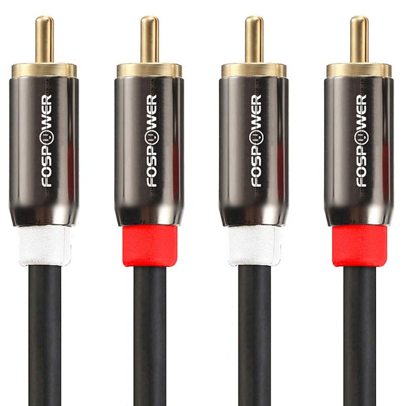 Photo 1 of FosPower 2 RCA M/M Stereo Audio Cable [24K Gold Plated | Copper Core] 2RCA Male to 2RCA Male [Left/Right] Premium Sound Quality Plug - 3ft