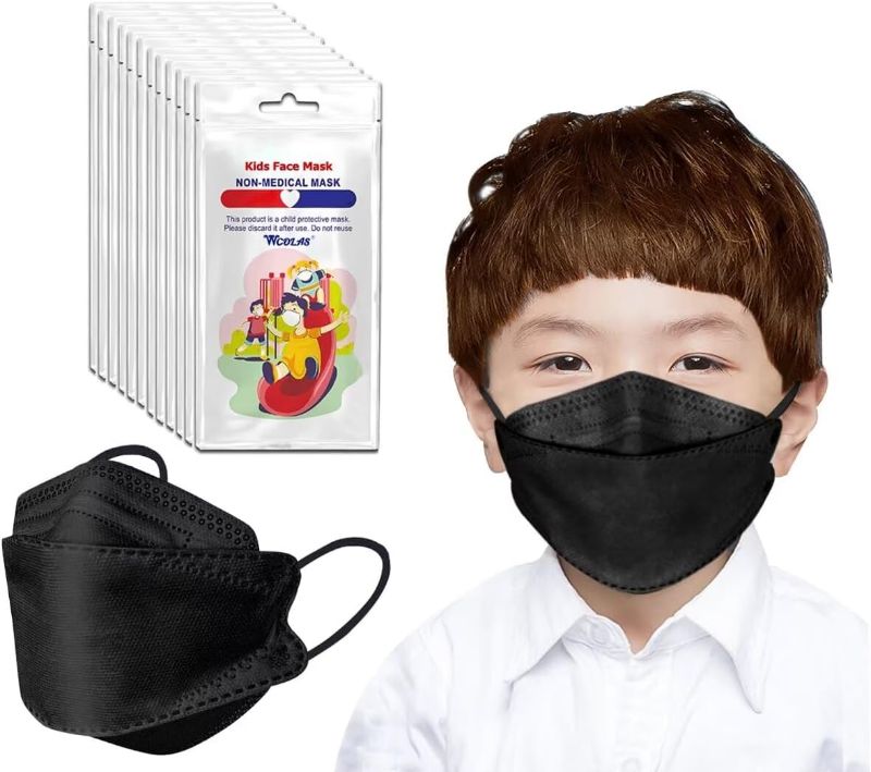 Photo 1 of Disposable Face Masks for Kids, Black Face Mask, Kids Masks,4 Layer Face Masks, 50 PCS