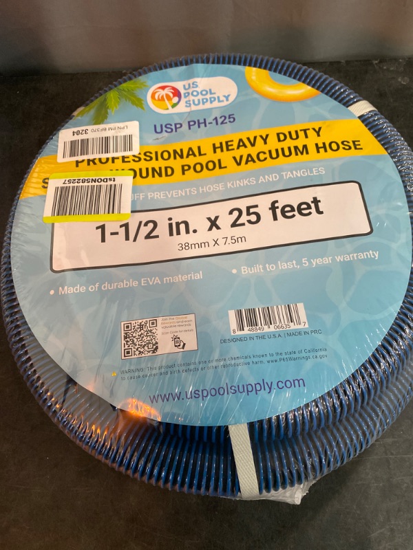 Photo 2 of U.S. Pool Supply 1-1/2" x 25 Foot Professional Heavy Duty Spiral Wound Swimming Pool Vacuum Hose with Kink-Free Swivel Cuff, Flexible - Connect to Vacuum Heads, Skimmer, Filter Pump Inlet, Accessories