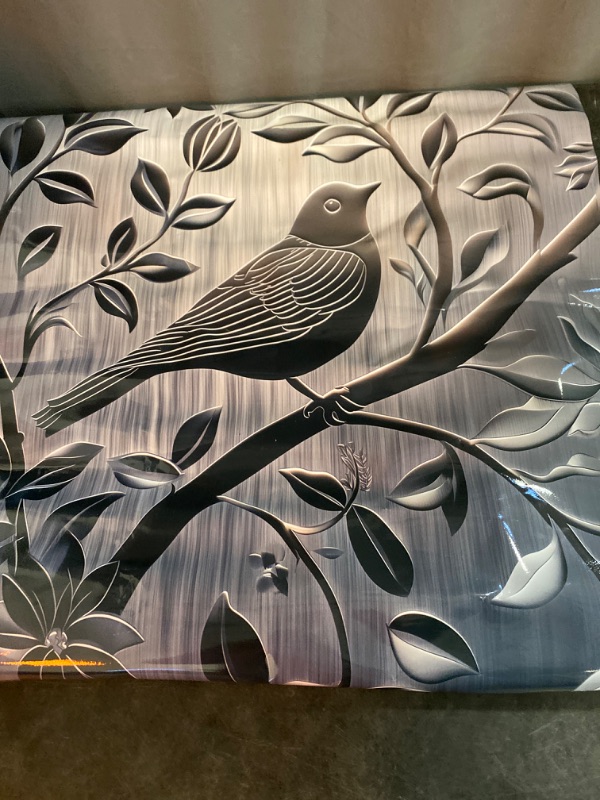 Photo 2 of Stainless Steel Bird Magnetic Sticker Dishwasher Cover Kitchen Decor,23x26inch Dishwasher Magnet Cover,Metal Polished Dishwasher Decal,Refrigerator Panel,Magnetic Dishwasher Sticker