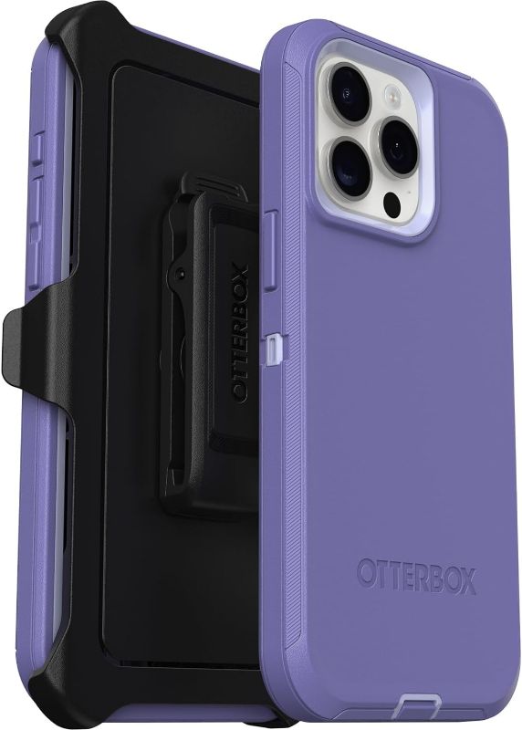 Photo 1 of OtterBox iPhone 15 Pro Max (Only) - Defender Series Case - Mountain Majesty (Purple) - Screenless - Rugged & Durable - with Port Protection - Holster Clip Includes - Non-Retail Packaging