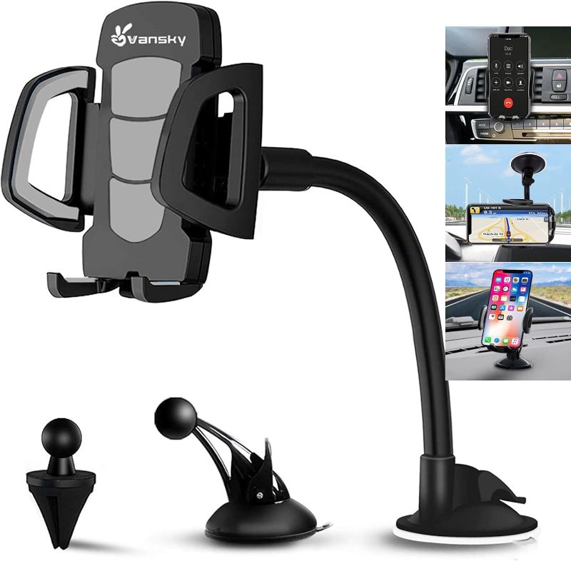 Photo 1 of Car Phone Mount, Vansky 3-in-1 Cell Holder Air Vent Dashboard Mount Windshield for iPhone Xs Max R X 8 Plus 7 6S Samsung Galaxy S9 S8 Edge S7 S6 LG Sony and More