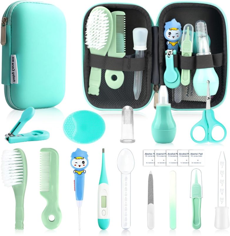 Photo 1 of Baby Healthcare and Grooming Kit, 20 in 1 Baby Safety Set Newborn Nursery Health Care Set with Hair Brush Scale Nail Clippers for Baby Girls Boys(20 Kits Green)