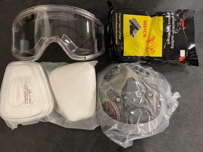 Photo 2 of Respirator Reusable Half Face Cover Gas Mask with Safety Glasses, Filters for Painting, chemical, Organic Vapor, Welding, Polishing, Woodworking and Other Work Protection