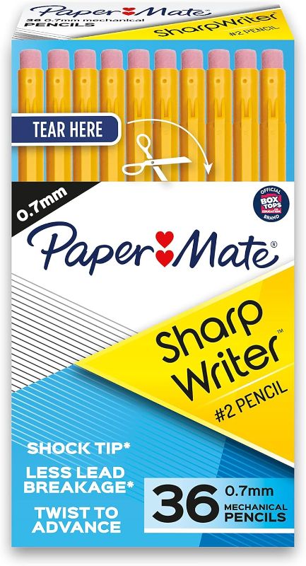 Photo 1 of Paper Mate SharpWriter Mechanical Pencils | 0.7 mm #2 Pencil | Pencils for School Supplies, Yellow, 36 Count