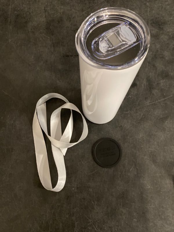 Photo 2 of 20oz Stainless Steel Double Wall Vacuum Insulated Tumblers with Lid and Straw for Hot Cold Drinks White