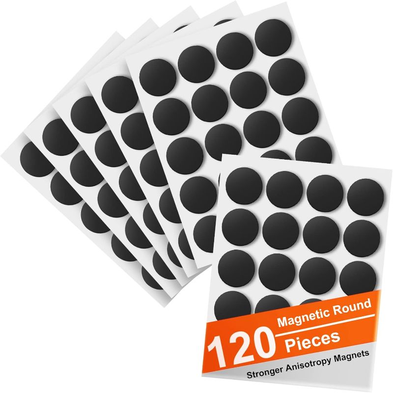 Photo 1 of 120 Pieces Magnetic Dots, Round Magnets for Whiteboard Teaching Art Crafts Photos to Do Lists - Powerful Anisotropy Circle Magnets with Adhesive Backing - Small Sticker Magnet- Office School Home