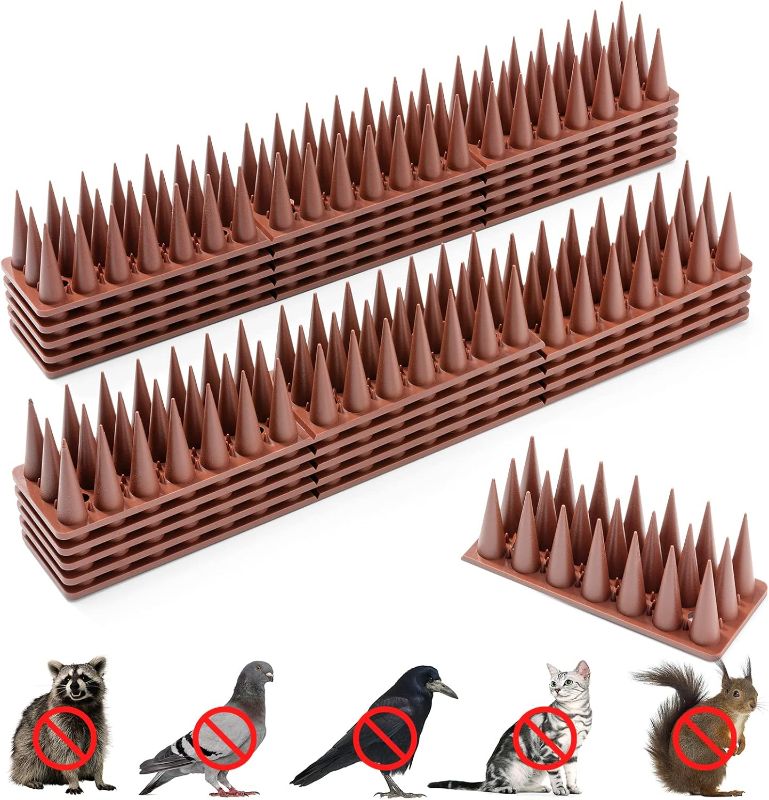 Photo 1 of Bird Spikes for Outside, Bird Squirrel Raccoon Pigeon Cat Animal Deterrent Spikes for Outside Anti Bird Defender Spikes Outdoor to Keep Birds Away 11 Count