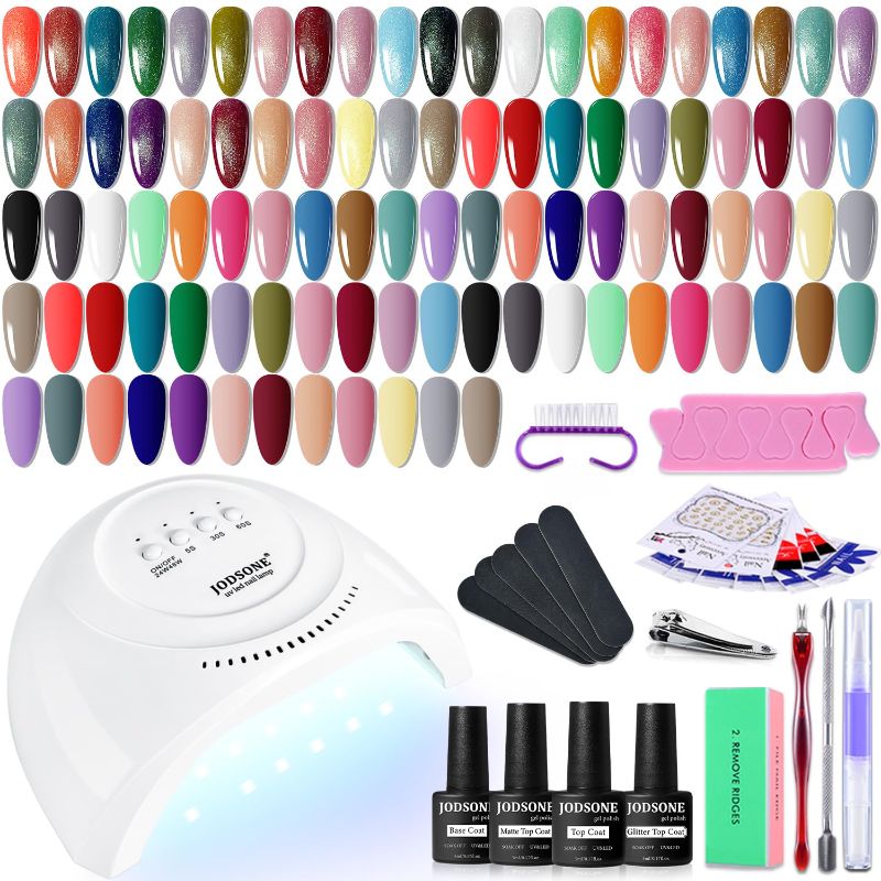 Photo 1 of JODSONE 36 PCS Gel Polish Kit with U V Light 4 Bottles of Base Coat Glossy Matte Glitter Top Coat