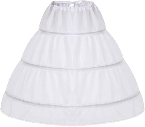 Photo 1 of Fits Most Sizes Girls Petticoat Underskirt with 3 Hoops Full Slip Crinoline Skirt