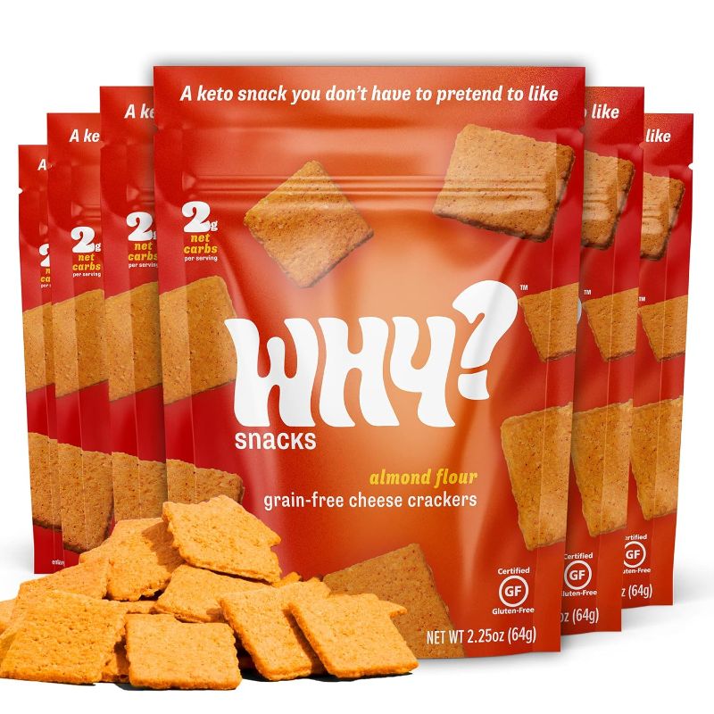 Photo 1 of WHY? SNACKS Low-Carb Keto Crackers, ORIGINAL CHEDDAR, 6 Pack, Grain-Free, Gluten-Free, Low-Carb Snack | Keto Friendly Snacks (6 Pack)