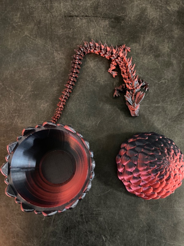 Photo 2 of 3D Printed Dragon Egg, Mystery Crystal Dragon Egg Fidget Toys Surprise, Easter Eggs Articulated Crystal Dragon Eggs with Dragon Inside (Black and Red)