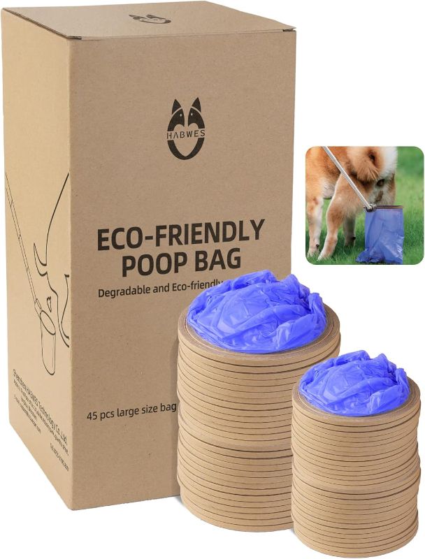 Photo 1 of 90 Pack Poop Bags for Dog Waste, Eco-Friendly, Thick & Leak-proof, Easy to Catch, Rotate 90 Degree Before Throwing, Suitable for All Size of Dogs