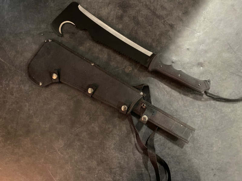 Photo 2 of SZCO Supplies 19.5” Hook And Sawback Ultimate Outdoor Survival Machete With Nylon Sheath, Black