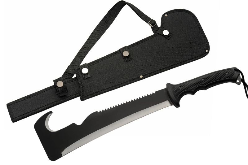 Photo 1 of SZCO Supplies 19.5” Hook And Sawback Ultimate Outdoor Survival Machete With Nylon Sheath, Black