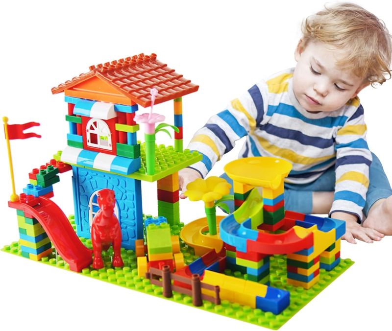 Photo 1 of Marble Run Building Blocks,Compatible Classic Large Blocks Maze Track Sets?Birthday Toys Gifts for 3 4 5 6 7 8 9Year Old Boys & Girls
