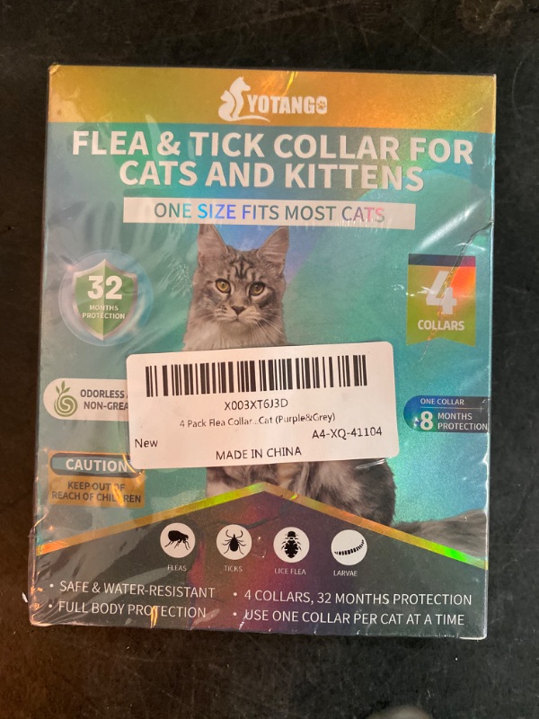 Photo 2 of 4 Pack Flea Collar for Cats, 32 Months Flea and Tick Prevention for Cats, Waterproof Cat Flea Collar, Natural Cat Flea and Tick Treatment, Adjustable Flea and Tick Collar for Cats Kittens(Blue&Pink)