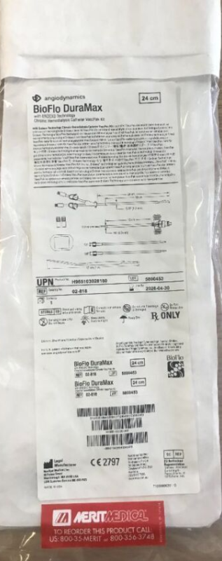 Photo 1 of NAVILYST 02-818 BioFlo DuraMax w/ ENDEXO Technology Chronic Hemodialysis Catheter VascPak Kit 24cm