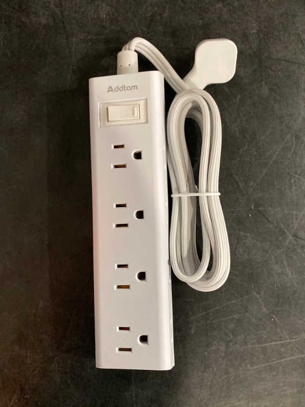 Photo 2 of Flat Plug Power Strip, Ultra Thin Extension Cord - Addtam 12 Widely AC 3 Sides Multiple Outlets, 5Ft, 900J Surge Protector, Wall Mount, Desk Charging Station for Home Office Dorm Room Essentials