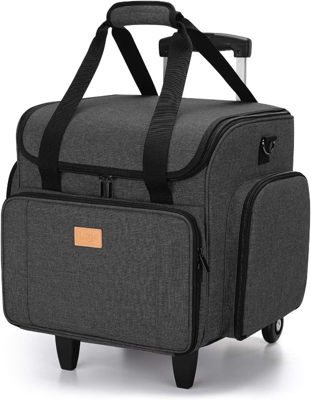 Photo 1 of LUXJA Sewing Machine Case with Detachable Dolly, Sewing Machine Tote with Removable Bottom Pad (Patent Design), Black