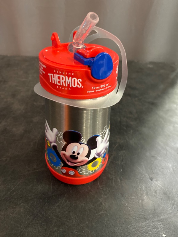 Photo 2 of Thermos Vacuum Insulated Stainless Steel 10-Ounce Straw Bottle, Mickey Mouse Clubhouse