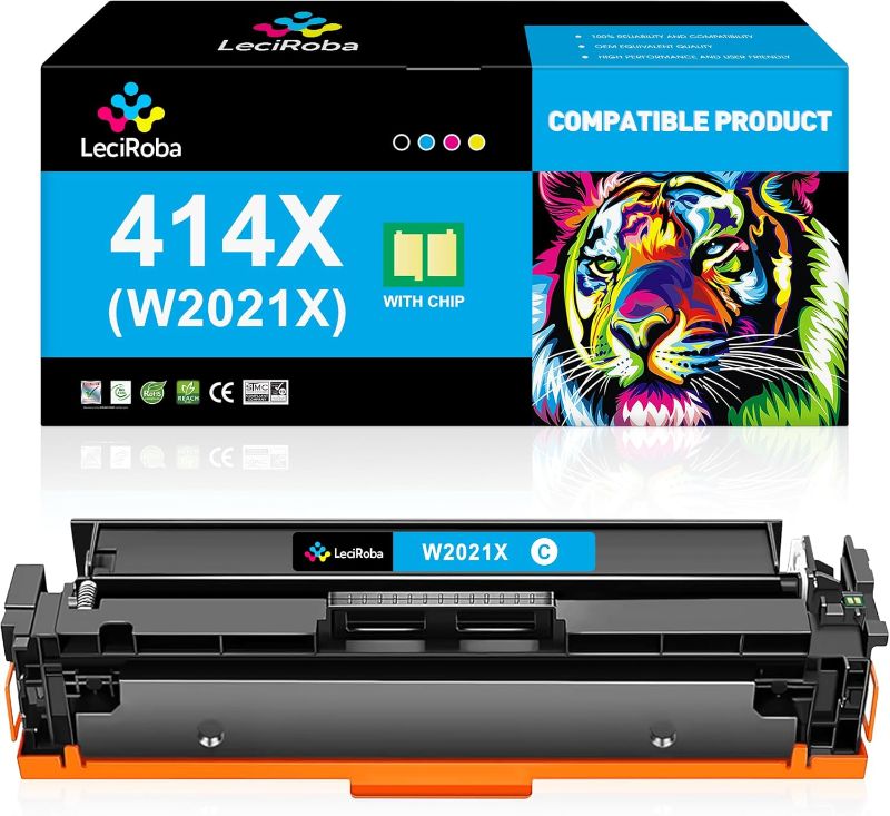 Photo 1 of 414X W2021X Cyan High-Yield Toner Cartridge Replacement for HP 414X W2021X for HP M454 M454dw M454dn MFP M479 M479fdw M479fdn M479dw Enterprise M455dn M480f Printer