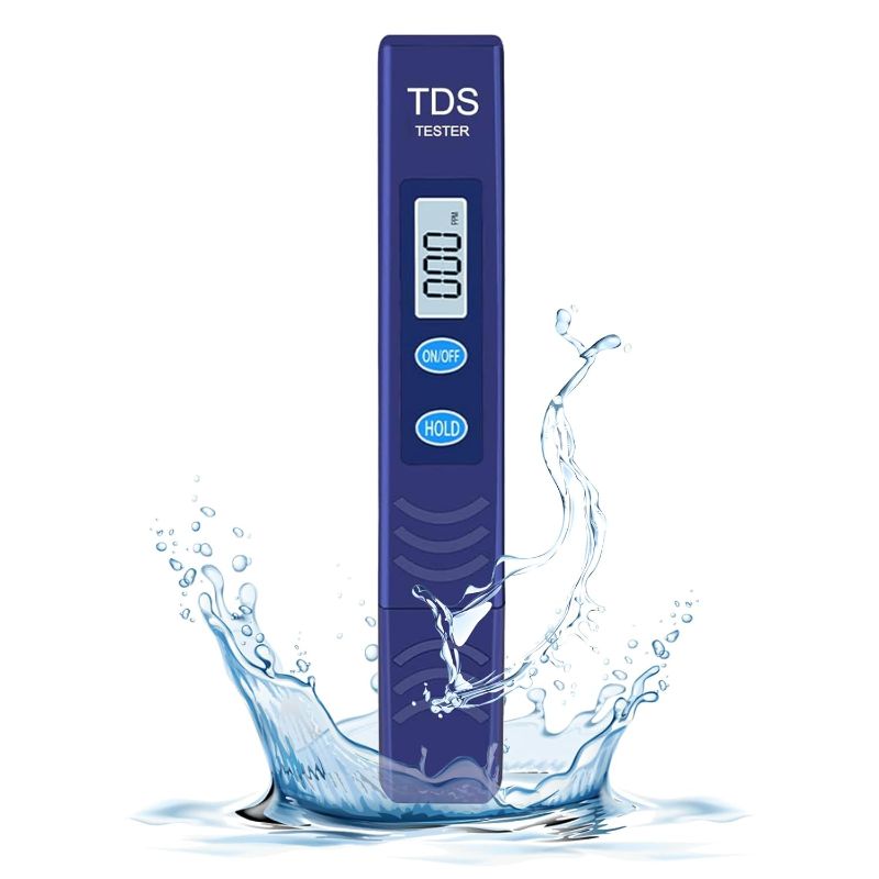 Photo 1 of TDS Meter, Electronic Water Tester with 0-9990 PPM Measurement Range, Hand Held Digital Water Test Pen for Farming, Aquariums, Pools, Household Drinking Water (Blue)