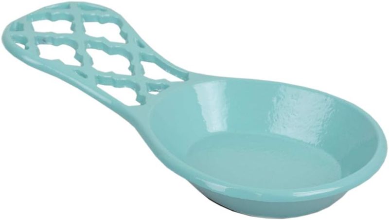 Photo 1 of Home Basics Lattice Collection Cast Iron Spoon Rest (Turquoise)