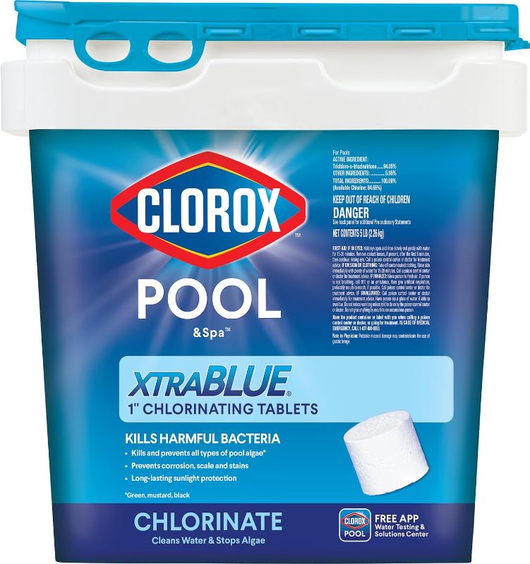 Photo 1 of Clorox® Pool&Spa™ XtraBlue 1” Swimming Pool Chlorinating Tablets, Kills Bacteria & Stops Algae, Perfect for Small Pools (5 LB)