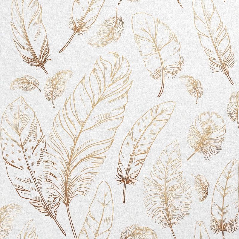 Photo 1 of Peel and Stick Wallpaper 17.7"x480" Feather Wallpaper Removable Modern Vinyl Wall Paper Waterproof Contact Paper Shelf Paper Drawer Liner Roll for Bedroom Living Room