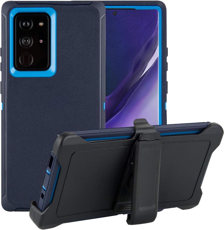 Photo 1 of Galaxy Note 20 Case,Drop Protection Full Body Rugged Heavy Duty Case,Shockproof/Drop/Dust Proof 3-Layer Protective Durable Cover for Samsung Galaxy Note 20(Admiral Blue/Royal Blue with Belt Clip)