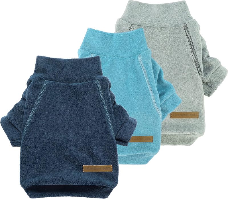 Photo 1 of Medium Fitwarm 3 Pack Classic Fleece Dog Sweater, Turtleneck Dog Sweatshirt, Dog Winter Clothes for Small Dogs Boy Girl, Pet Pullover Jumper, Cat Apparel, Blue, Grey, Navy, Medium