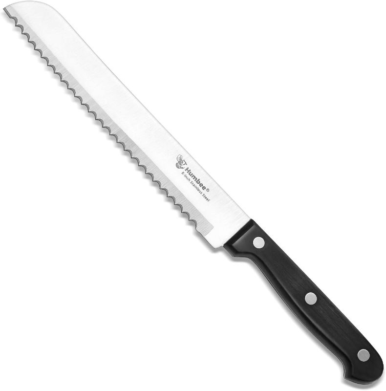 Photo 1 of 8 inch Bread Knife Serrated Knife Wave Edge Black
&&
2 Pack Serrated Steak Knives Gift Set