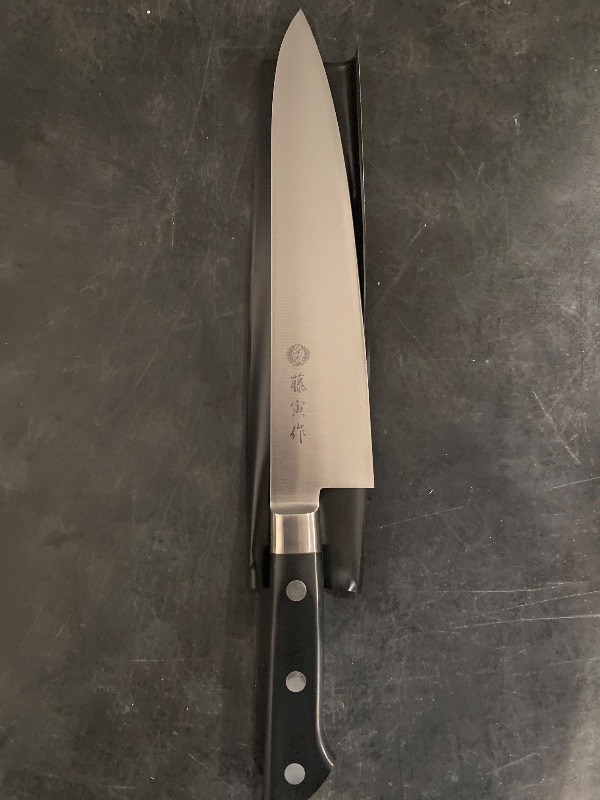 Photo 2 of Fujitora Santoku, 6.7 inches (170 mm), Made in Japan, Cobalt Alloy Steel, Double Edged, Versatile Knife, For Meat, Fish, Vegetables, DP Cobalt Alloy Steel Insert, With Ferrule FU-503