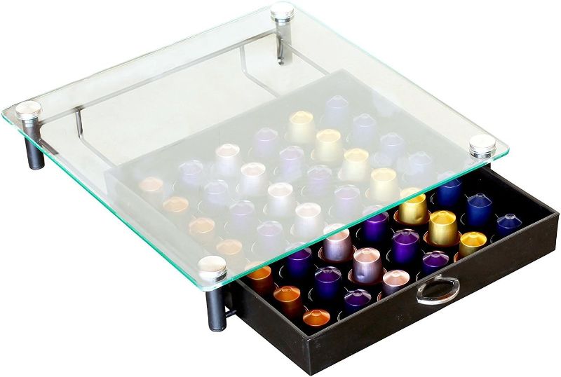 Photo 1 of DecoBrothers Tempered Glass Coffee Pod Drawer Compatible with Nespresso Original Line, 42 Capsules