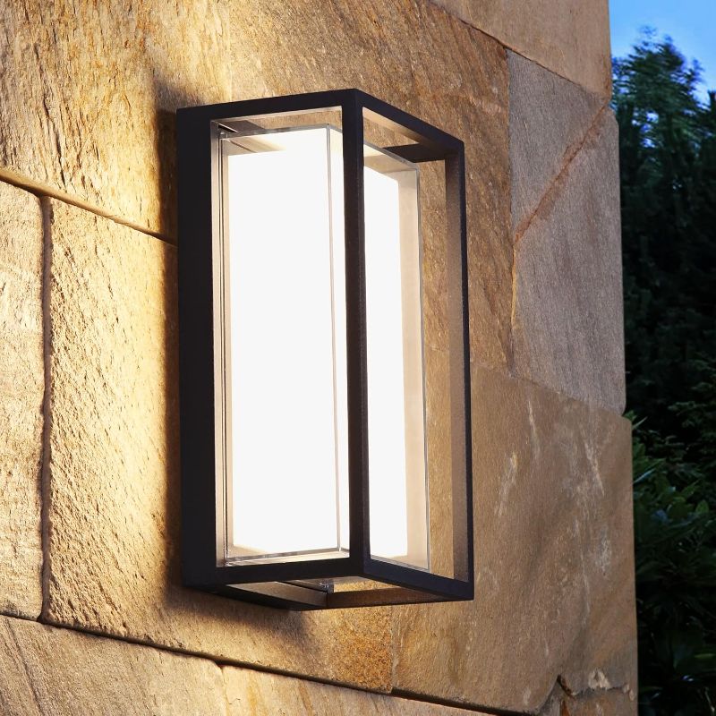 Photo 1 of Outdoor Wall Sconce,Exterior Light Fixture,Outdoor Wall Lights,Outdoor Light Fixtures Mount,Porch Lights Outdoor,H9.7inch,Double Shades Anti-UV,LED 12W Warm White,Black,Entry,Garage,Patio