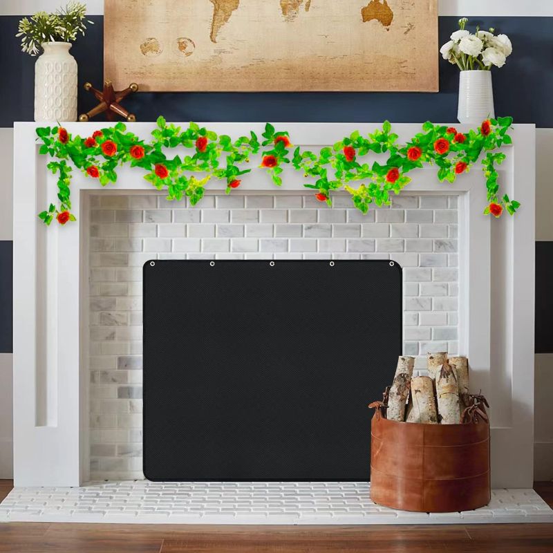 Photo 1 of Magnet Fireplace Cover, Fireplace Draft Blocker, Fireplace Blanket for Heat Loss, Fireplace Flue Blocker, Fireplace Cold Air Blocker, Fireplace Draft Cover for Inside Fireplace, Black(39" W x 32" H)