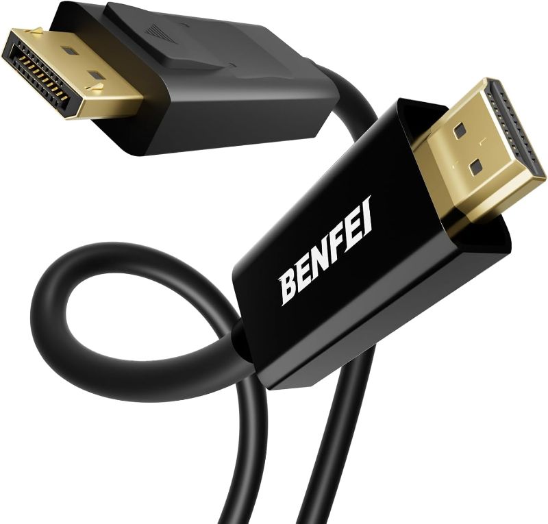 Photo 1 of BENFEI 4K DisplayPort to HDMI 6 Feet Cable 2 Pack, Uni-Directional DP 1.2 Computer to HDMI 1.4 Screen Cable Compatible with HP, ThinkPad, AMD, NVIDIA, Desktop