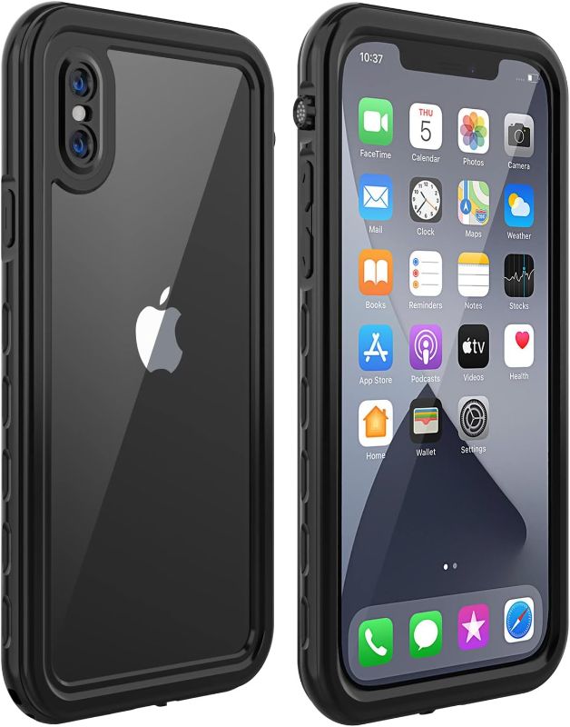 Photo 1 of Diverbox for iPhone X/XS Waterproof Case - Full Body Shockproof Cover with Built-in Screen Protector, 5.8 Inch (Black/Clear)